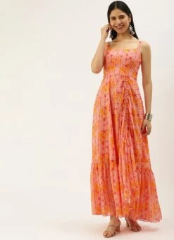 Multicolor Asymmetric Gathered Gown Party Wear -Deals Chic Lehenga Store Multicolor Asymmetric Gathered Gown IWBS02208448 u