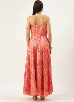 Multicolored Art Silk Halter Neck Gown After Six Wear -Deals Chic Lehenga Store Multicolored Art Silk Halter Neck Gown IWBS02106506 b