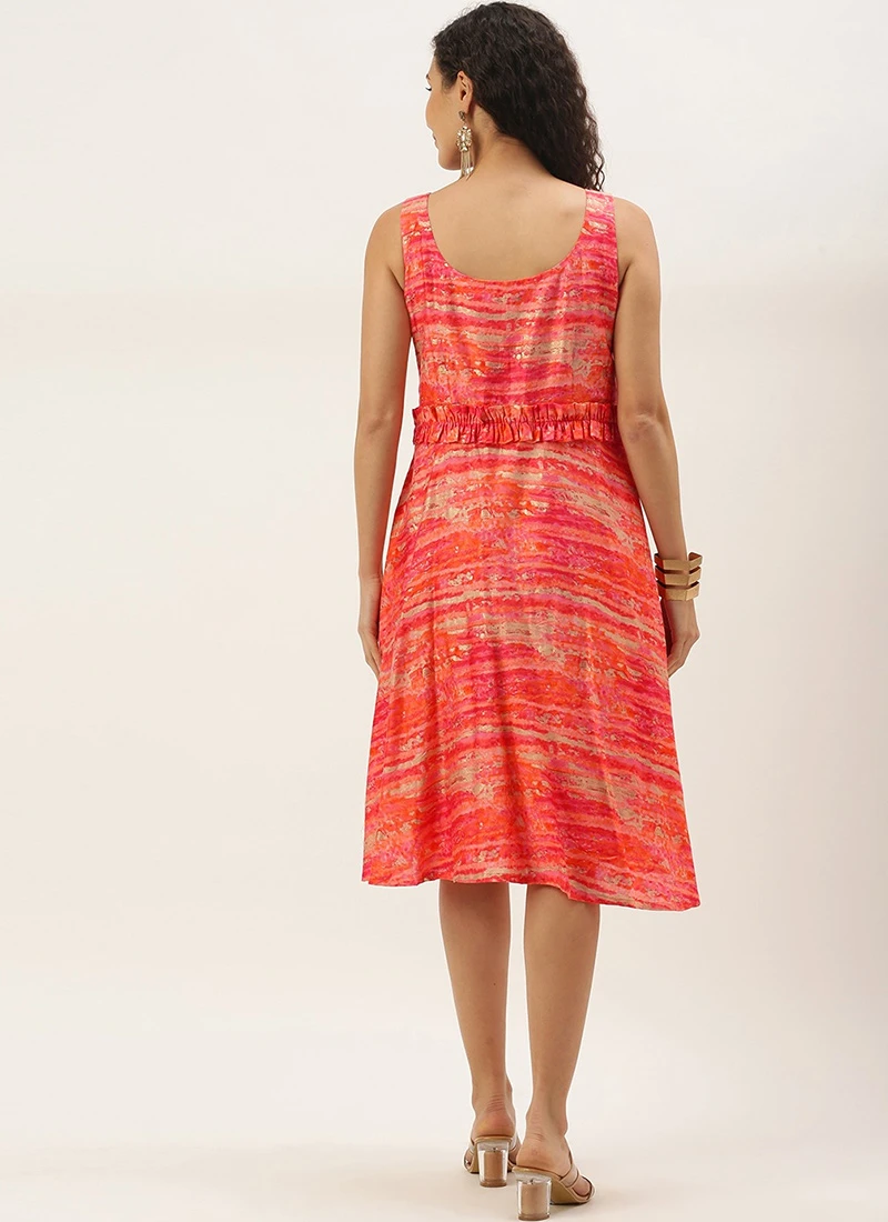 Multicolored Art Silk Round Neck Dress After Six Wear 4 Multicolored Art Silk Round Neck Dress After Six Wear - Image 4