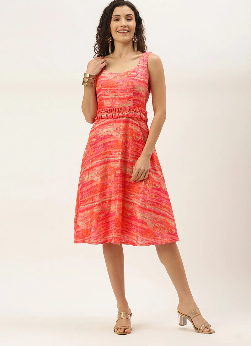 Multicolored Art Silk Round Neck Dress After Six Wear 3 Multicolored Art Silk Round Neck Dress After Six Wear - Image 3