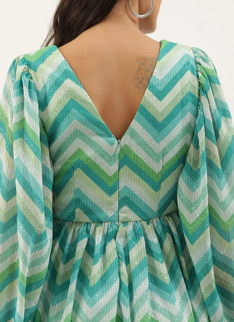 Multicolored Chinon Printed N Embroidered Maxi Dress After Six Wear 6 Multicolored Chinon Printed N Embroidered Maxi Dress After Six Wear - Image 6