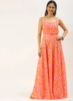 Multicolored Digital Print Georgette Gown After Six Wear -Deals Chic Lehenga Store Multicolored Digital Print Georgette Gown DRBS02208433 u