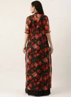 Multicolored Digital Print Organza Jacket N Black Dress Festive Wear 11 Multicolored Digital Print Organza Jacket N Black Dress Festive Wear -Deals Chic Lehenga Store Multicolored Digital Print Organza Jacket N Black Dress DRBS02111124 b