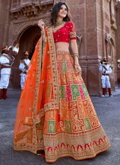 Multicolored Embroidered A Line Lehenga Wedding Wear -Deals Chic Lehenga Store Multicolored Embroidered A Line Lehenga GHSLI2703 u