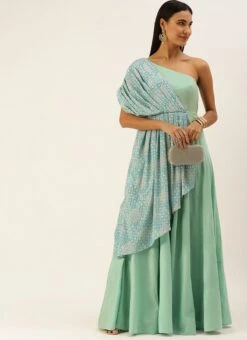 Multicolored Embroidered Indo Western Gown Party Wear -Deals Chic Lehenga Store Multicolored Embroidered Indo Western Gown IWBS02206293 u