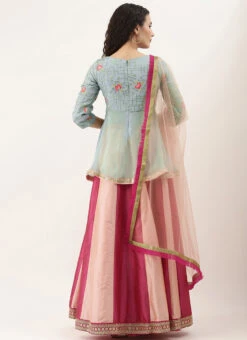 Multicolored Embroidered Peplum Choli N Lehenga Set Festive Wear -Deals Chic Lehenga Store Multicolored Embroidered Peplum Choli N Lehenga Set GHBS02102941 b