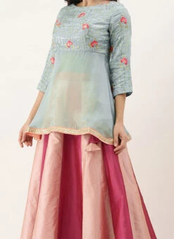 Multicolored Embroidered Peplum Choli N Lehenga Set Festive Wear