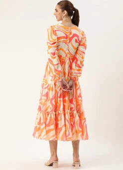 Multicolored Georgette Pinted Tiered Gathers Dress After Six Wear -Deals Chic Lehenga Store Multicolored Georgette Pinted Tiered Gathers Dress DRBS02307654 b