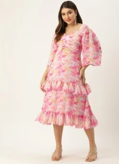 Multicolored Georgette Printed Dress Party Wear -Deals Chic Lehenga Store Multicolored Georgette Printed Dress DRBS02302440 u