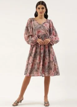 Multicolored Georgette Printed N Embroidered Maxi Dress Festive Wear -Deals Chic Lehenga Store Multicolored Georgette Printed N Embroidered Maxi dress DRBS02205041 u