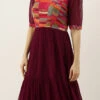 Multicolored N Burgundy Georgette Gathers Dress After Six Wear