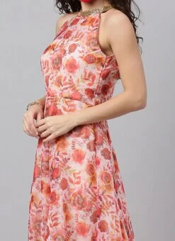 Multicolored Organza Asymmetrical Length Dress After Six Wear