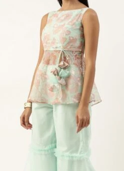 Bottom From Multicolored Organza Gharara Set After Six Wear