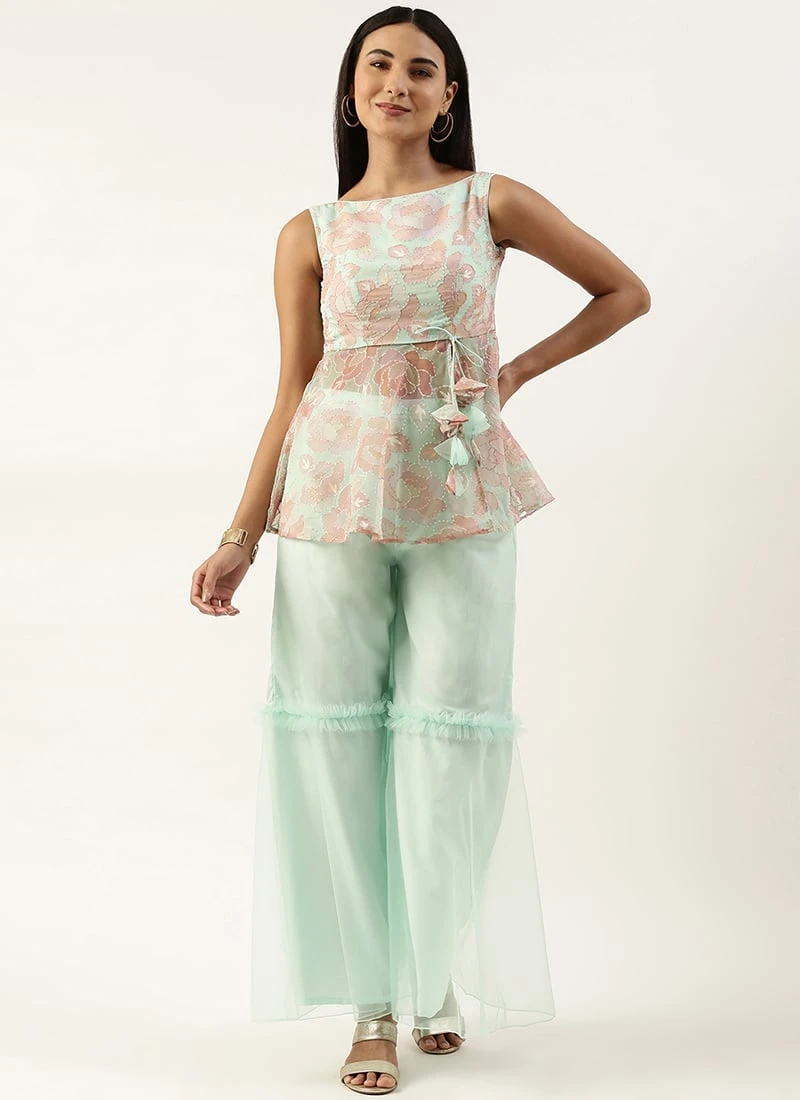 Bottom From Multicolored Organza Gharara Set After Six Wear 3 Bottom From Multicolored Organza Gharara Set After Six Wear - Image 3