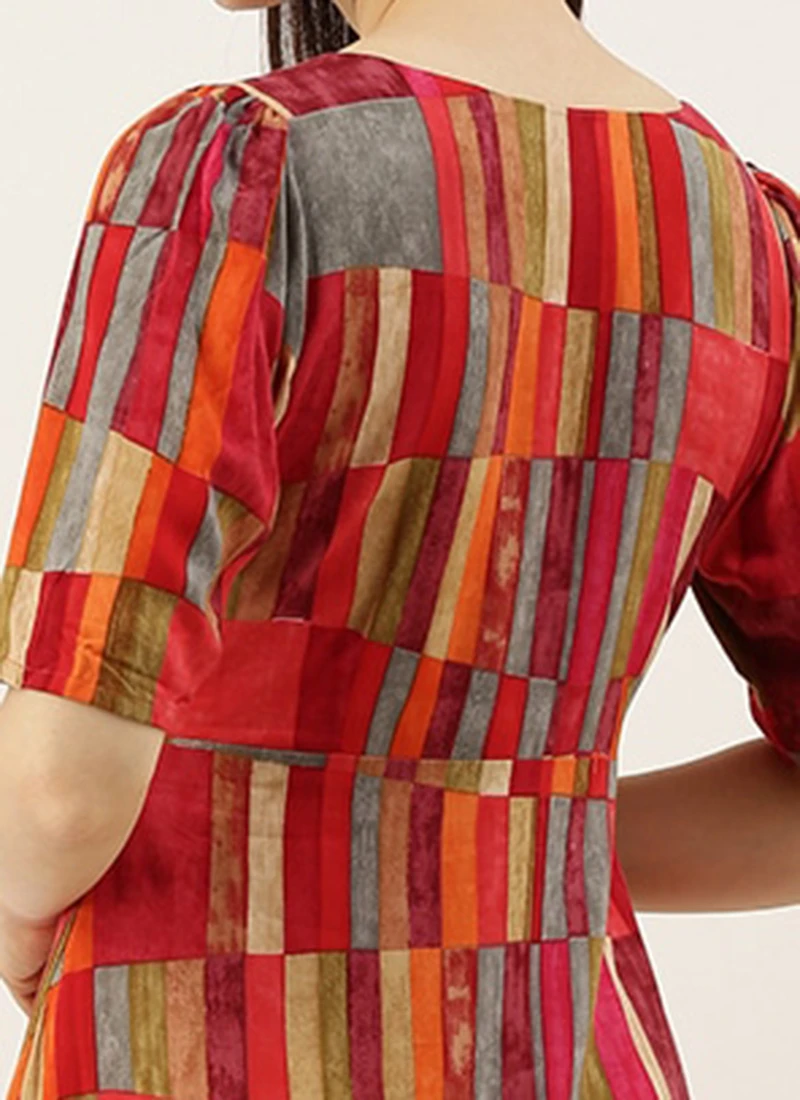 Multicolored Printed A Line Dress After Six Wear 6 Multicolored Printed A Line Dress After Six Wear - Image 6