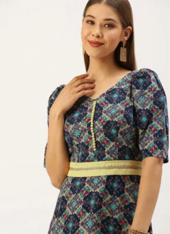 Multicolored Printed A Line Maxi Dress Festive Wear -Deals Chic Lehenga Store Multicolored Printed A Line Maxi Dress DRBS02203576 rrc1