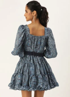 Multicolored Printed Chinon Dress After Six Wear -Deals Chic Lehenga Store Multicolored Printed Chinon Dress DRBS02306334 b