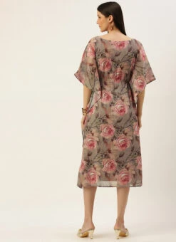 Multicolored Printed N Embroidered V Neckline Kaftan Festive Wear After Six Wear -Deals Chic Lehenga Store Multicolored Printed N Embroidered V Neckline Kaftan DRBS02204674 b