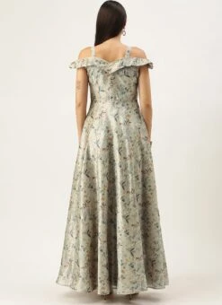 Multicolored Printed Off Shoulder Style Dress Festive Wear -Deals Chic Lehenga Store Multicolored Printed Off Shoulder Style Dress DRBS02109751 b