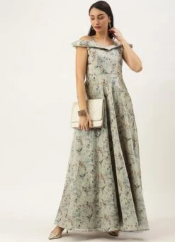 Multicolored Printed Off Shoulder Style Dress Festive Wear -Deals Chic Lehenga Store Multicolored Printed Off Shoulder Style Dress DRBS02109751 u