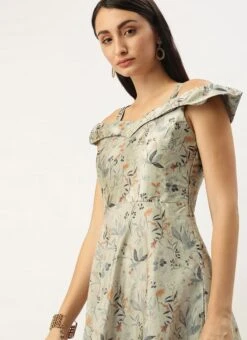 Multicolored Printed Off Shoulder Style Dress Festive Wear -Deals Chic Lehenga Store Multicolored Printed Off Shoulder Style Dress DRBS02109751 rrc1