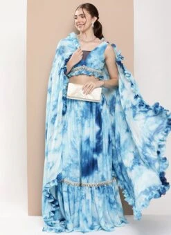 Skirt From Multicolored Tie Dye Chinon Lehenga Set After Six Wear -Deals Chic Lehenga Store Multicolored Tie Dye Chinon Lehenga Set GHBS02301026 u
