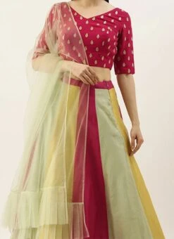 Multicolour Embroidered Kali Lehenga Festive Wear