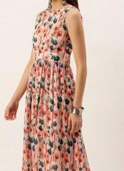 Multicoloured Georgette Pleated Dress After Six Wear Party Wear