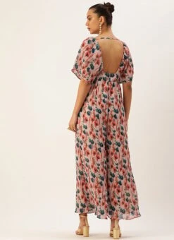 Multicoloured Pleated Georgette Jumpsuit Festive Wear After Six Wear -Deals Chic Lehenga Store Multicoloured Pleated Georgette Jumpsuit DRBS02211145 b