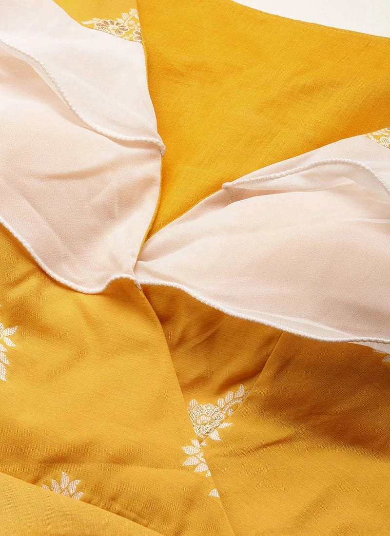 Mustard Art Silk Ruffled Dress Festive Wear 5 Mustard Art Silk Ruffled Dress Festive Wear - Image 5