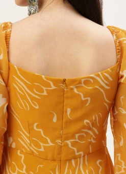 Mustard Digital Print Georgette Maxi Dress After Six Wear -Deals Chic Lehenga Store Mustard Digital Print Georgette Maxi Dress DRBS02301953 rrc2