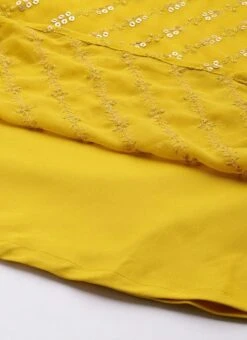 Mustard Embroidered Dupatta Draped Style Gown Wedding Wear -Deals Chic Lehenga Store Mustard Embroidered Dupatta Draped Style Gown IWBS02307668 rrc3