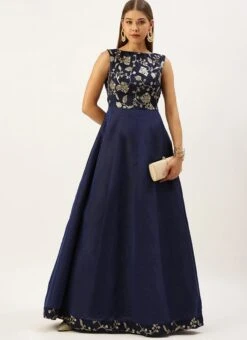 Navy Blue Embroidered Kali Style Gown Festive Wear 10 Navy Blue Embroidered Kali Style Gown Festive Wear -Deals Chic Lehenga Store Navy Blue Embroidered Kali Style Gown IWBS02203495 u