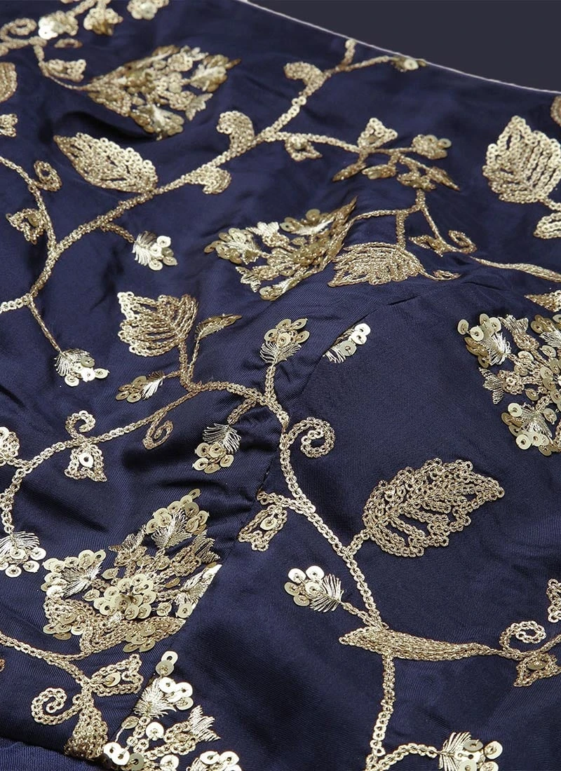 Navy Blue Embroidered Kali Style Gown Festive Wear 6 Navy Blue Embroidered Kali Style Gown Festive Wear - Image 6