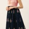 Navy Blue Embroidered Pleated Style Gown Party Wear
