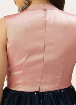 Navy Blue Embroidered Pleated Style Gown Party Wear -Deals Chic Lehenga Store Navy Blue Embroidered Pleated Style Gown IWBS02209733 rrc2