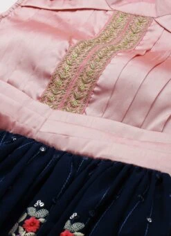 Navy Blue Embroidered Pleated Style Gown Party Wear -Deals Chic Lehenga Store Navy Blue Embroidered Pleated Style Gown IWBS02209733 rrc3