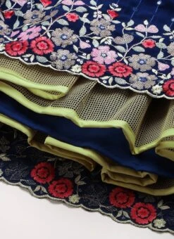 Navy Blue Embroidered Pleated Style Gown Party Wear -Deals Chic Lehenga Store Navy Blue Embroidered Pleated Style Gown IWBS02209733 rrc4