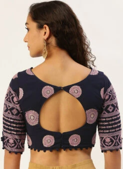 Navy Blue Georgette Embroidered Blouse Festive Wear -Deals Chic Lehenga Store Navy Blue Georgette Embroidered Blouse BLBS02305203 b