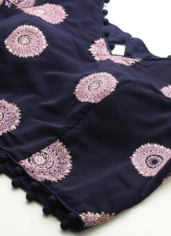 Navy Blue Georgette Embroidered Blouse Festive Wear -Deals Chic Lehenga Store Navy Blue Georgette Embroidered Blouse BLBS02305203 rrc1