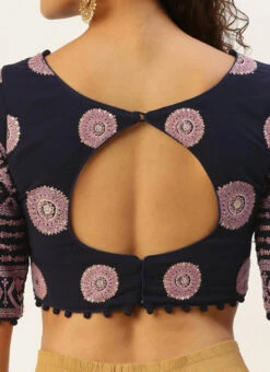 Navy Blue Georgette Embroidered Blouse Festive Wear -Deals Chic Lehenga Store Navy Blue Georgette Embroidered Blouse BLBS02305203 rrc2