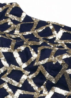 Navy Blue Sequins Net Cold Shoulder Blouse Festive Wear -Deals Chic Lehenga Store Navy Blue Sequins Net Cold Shoulder Blouse BLBS02303764 rrc1