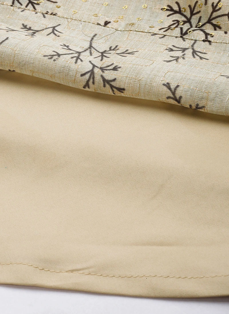 Off White Art Silk Gathered Flare Dress Festive Wear 7 Off White Art Silk Gathered Flare Dress Festive Wear - Image 7