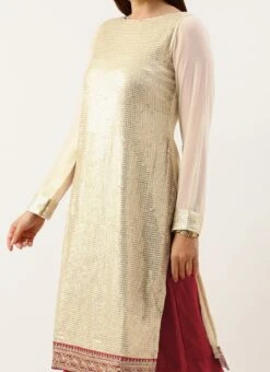 Bottom From Off White Embroidered Asymmetrical Gharara Suit After Six Wear