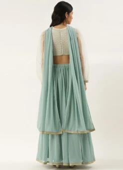 Off White Embroidered Blouse N Gathered Lehenga Festive Wear -Deals Chic Lehenga Store Off White Embroidered Blouse N Gathered Lehenga GHBS02204799 b