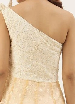 Off White Embroidered Kali Style One Shoulder Gown Party Wear -Deals Chic Lehenga Store Off White Embroidered Kali Style One Shoulder Gown IWBS02007375 rrc2