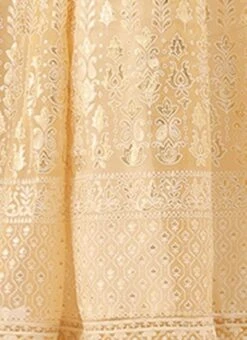 Off White Embroidered Kali Style One Shoulder Gown Party Wear -Deals Chic Lehenga Store Off White Embroidered Kali Style One Shoulder Gown IWBS02007375 rrc3