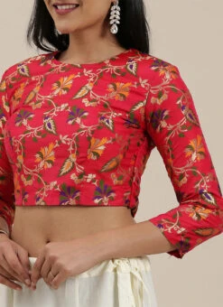 Off White N Red Embroidered Half N Half Saree Festive Wear -Deals Chic Lehenga Store Off White N Red Embroidered Half N Half Saree SABS02001319 rrc1