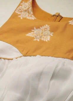 Off White N Mustard Jacquard Maxi Dress Festive Wear -Deals Chic Lehenga Store Off White N mustard Jacquard Maxi Dress DRBS02210940 rrc1