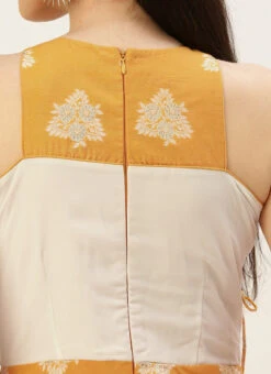 Off White N Mustard Jacquard Maxi Dress Festive Wear -Deals Chic Lehenga Store Off White N mustard Jacquard Maxi Dress DRBS02210940 rrc2